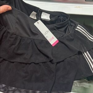 Lucky in Love Black Ruffled tennis skirt White Stripes